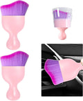 2 PCS Car Detailing Brush, Curved Soft Bristles Auto Removal Dust Collectors, Universal Vehicle Dashboard, Air Conditioner Vents etc Interior Cleaning Tool Accessory (Pink/Purple)
