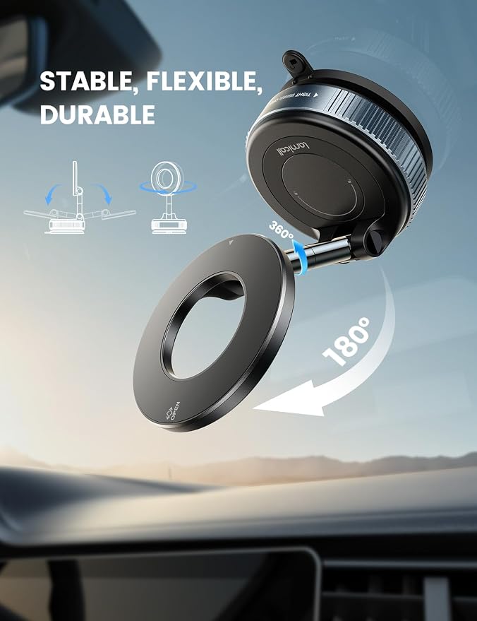 Car Phone Holder - [70 LBS Strongest Suction] for Magsafe Car Mount, 360° Adjustable Suction Cup Phone Mount Dashboard Windshield Vacuum Magnetic Phone Holder for Car fit iPhone 17/16Pro Max