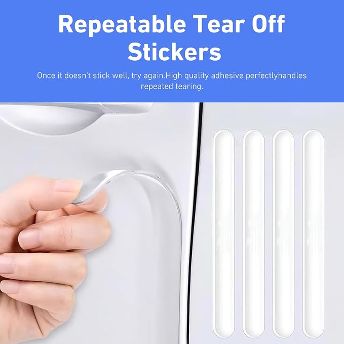 12 PCS Car Door Handle Protector, Anti-scratch Car Door Edge Corner Guards, Multipurpose Anti-collision Auto Paint Protection Trim Decal, Universal Exterior Sccessories (Transparent)