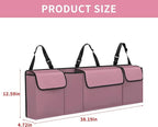 Car Trunk Organizer, Backseat Hanging Large Storage with Adjustable Straps,Waterproof PVC Collapsible Cargo Bag, Car Interior Accessories for Auto SUV MPV (Pink)