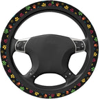 Dog Paw Print Steering Wheel Covers Universal 15 inch Non Slip Neoprene Steering Wheel Protector Cover for Men Women Car Truck