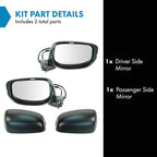 2 Piece Driver and Passenger Side Mirror Assembly Set Electric Adjustment Heated No Memory Black Compatible with 2009-2014 Honda Fit HO1320246 HO1321246