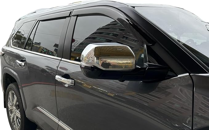 2023-2026 Tape-On Rain Guards for Toyota Sequoia Side Window Visor Deflectors Extra Thick Tinted Vent Shade Protectors 2024 2025