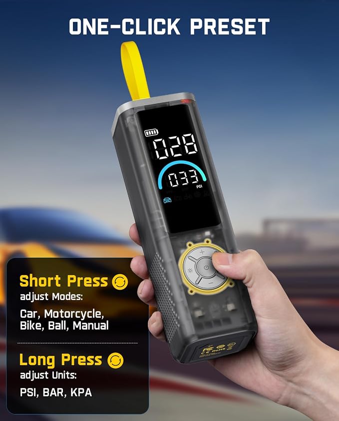 Fanttik X9 Apex Portable Air Compressor for Car Tires, 35s Fast Inflation, 150PSI Cordless Tire Inflator with Light and Power Bank, Handed Inflator for Car, Motorcycle, Bike, Mechanical Gray