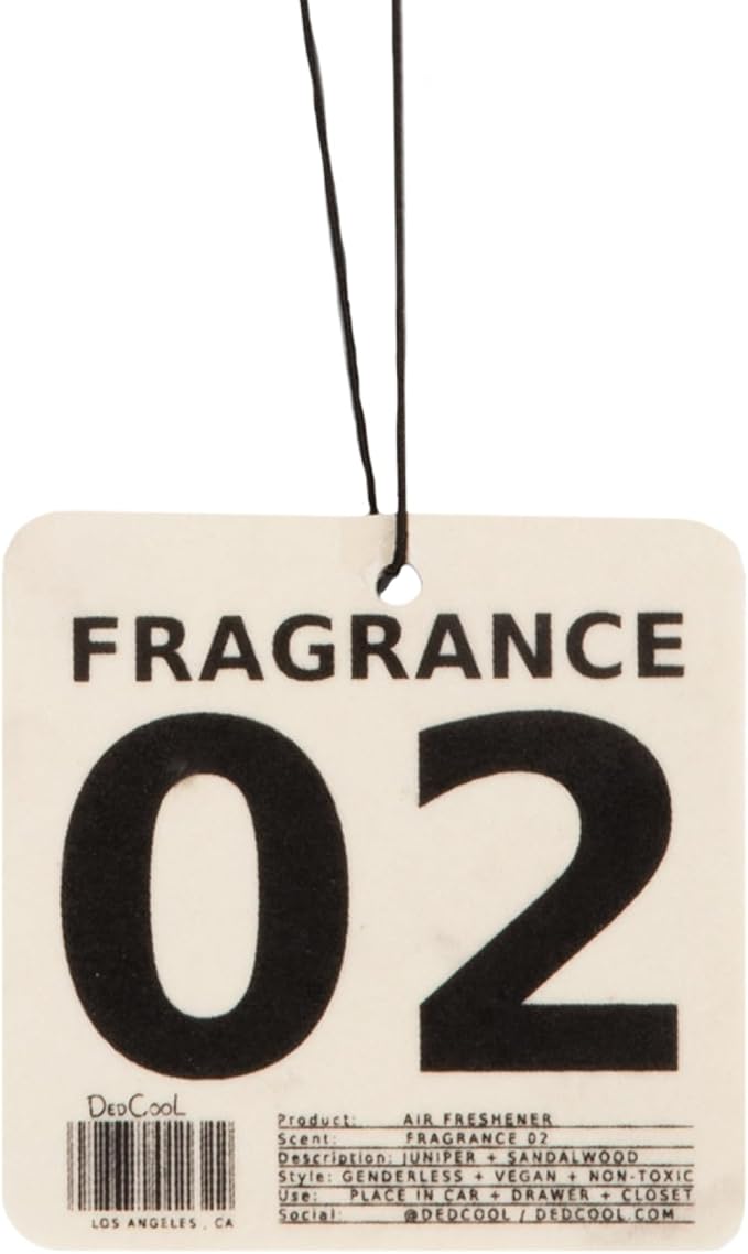 Air Freshener in Fragrance 02 | Hanging Odor Eliminator for Cars, Closets & Drawers | Juniper, Green Floral, Sheer Woods, Patchouli & Sandalwood | Vegan, Non-Toxic, Cruelty-Free