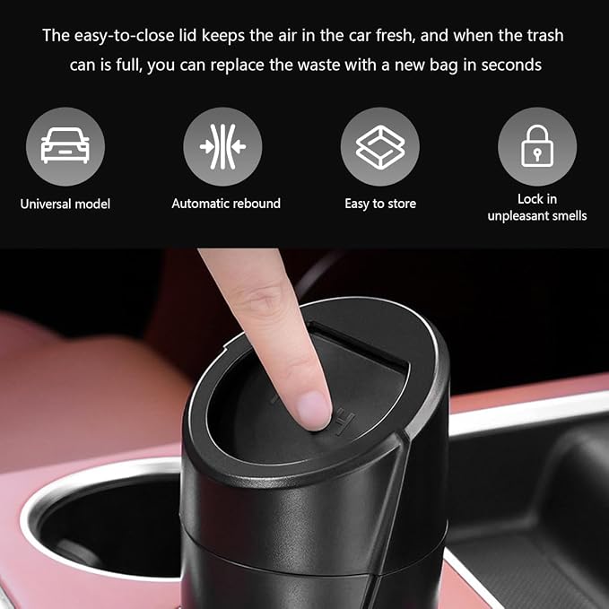 Car Trash Can Bin with Lid, Mini Vehicle Cup Holder Organizer Leakproof Garbage Bin, Waterproof Cup Type Trash Can Multi-Function Storage Container for RV Home Office (Black Green)