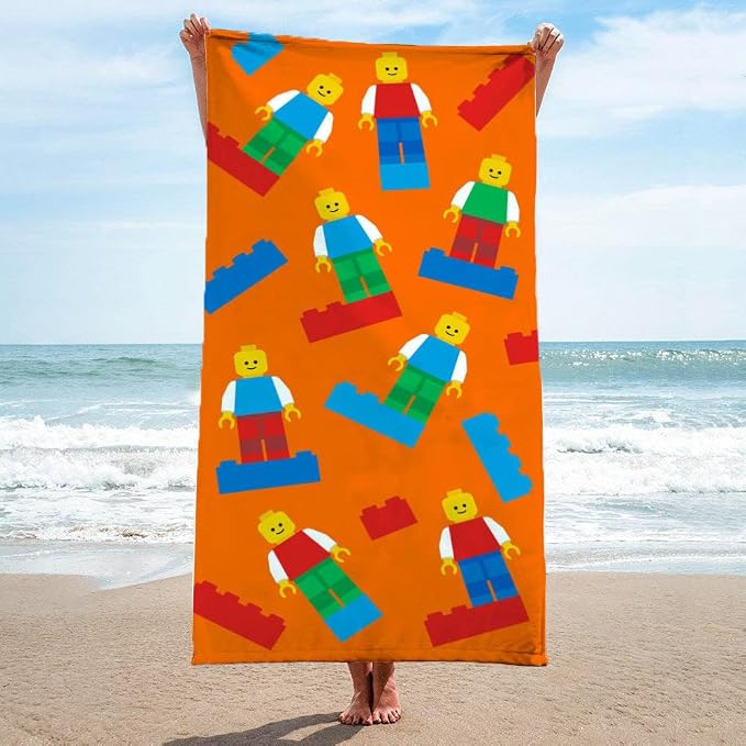 Kids Beach Towel - 100% Cotton Super Soft Absorbent Bath Towel, 28" x 58" Inch Lightweight for Travel, Official Licensed Product, Orange - LEGO®