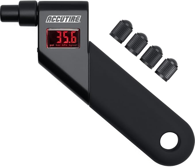 MS-4021B Digital Tire Pressure Gauge with 4 Valve Caps, 5-150psi (psi, bar, kPa, kg/cm2)