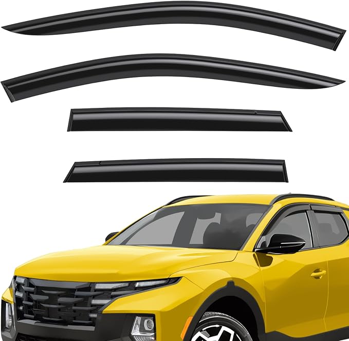 Extra Durable Window Deflectors Tape-On Window Visors Rain Guards Fit for Hyundai Santa Cruz 2022-2026, Sun Visors, Wind Vent for Shades, Exterior Car Accessories - 4pcs. AG0727