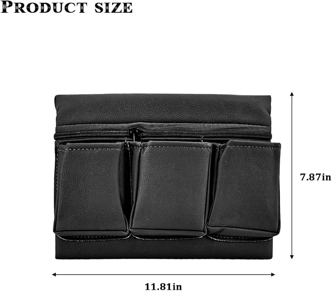 Car Window Armrest Storage Box, Leather Auto Side Door Arm Rest Pad Organizer with Multiple Pocket, Multifunctional Vehicle Armrest Elbow Pad Storage Bag, Universal Fit (Black)