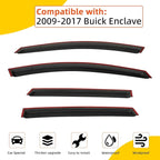 Rain Guards Compatible with 2009-2017 Buick Enclave Set of 4 Tape-On Side Window Visor Wind Deflector Vent Visors Car Accessories