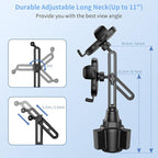Cup Phone Holders for Your car, Universal Adjustable Base and Long Neck Car Phone Mount Cradle, Cell Phone Holder Car Accessories/Trucks/Golf Cart/Treadmill for iPhone Samsung Google All 4-7 inches
