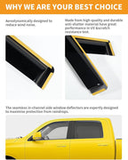in-Channel Window Rain Guards Fit for Dodge RAM 2009-2018 Crew Cab Mega Cab Rain Guards Extra Durable Side Window Deflectors Visors Truck Vent Visors Vent Shades Car Accessories-4pcs