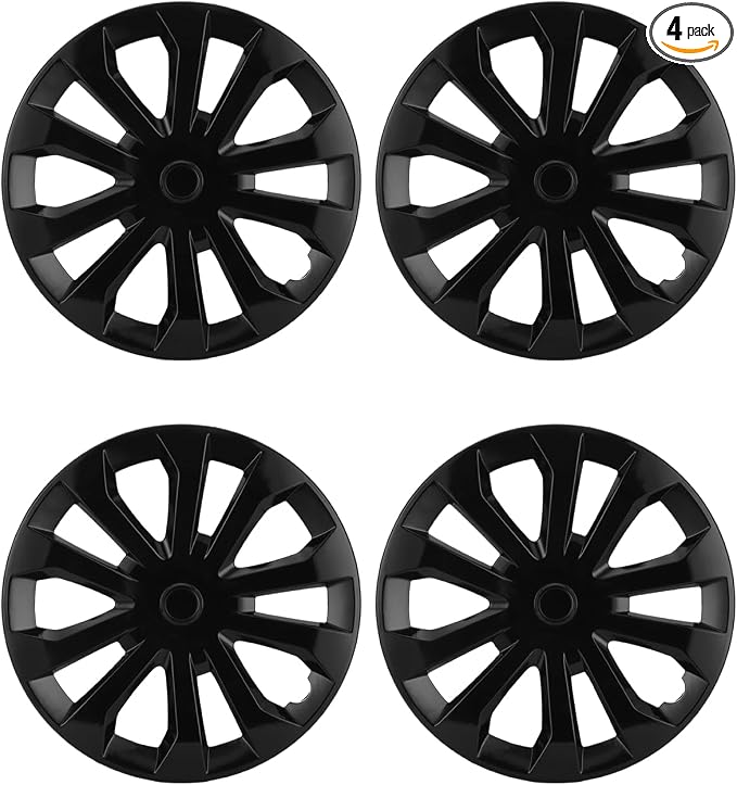 Hubcap Wheel Covers Hub Caps 16 Inch Set of 4 Black Universal Wheel Rim Cover R16 Stylish Car Decor Wheel Covers for Toyota Camry Nissan Mazda (black-10, 16 inch)