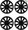Hubcap Wheel Covers Hub Caps 16 Inch Set of 4 Black Universal Wheel Rim Cover R16 Stylish Car Decor Wheel Covers for Toyota Camry Nissan Mazda (black-10, 16 inch)