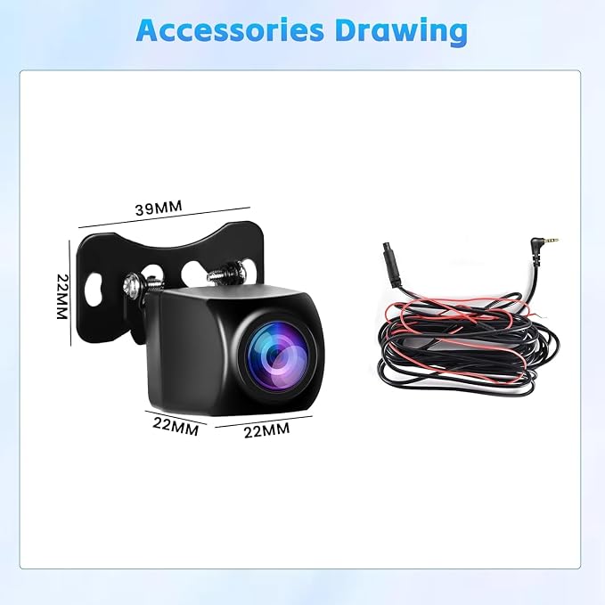 [for Portable Car Radio] 4 Pin Upgrade AHD 1080P Backup Camera, Camera for Carplay Screen 2.5mm Jack Backup Camera 2.5mm Jack Dash Cam Reverse Camera Cable,23 Ft 4 Pin to 2.5mm Male Plug