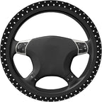 Black and White Polka Dot Steering Wheel Covers Non Slip Neoprene Steering Wheel Protector Universal 15 inch for Women Men