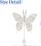 Bling Butterfly Diamond Car Accessories, Crystal Car Rear View Mirror Charms for Women, Car Decoration Lucky Gifts Hanging Interior Crystal Ornament Pendant Decor for Cars (AB Color)