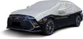 Half Car Cover Snow, Windshield & Sunroof Cover for Ice and Snow with Green Reflective Strip, Hail Protector Car Cover Waterproof All Weather for Snow, Sun, Rain, Dust, Fit Sedan Universal