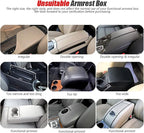 [Upgraded] Car Center Console Cover with 2 Storage Bags - Premium Nappa Leather Armrest Cover, Scratch & Wear Resistant, Waterproof Car Interior Accessories (Pink)