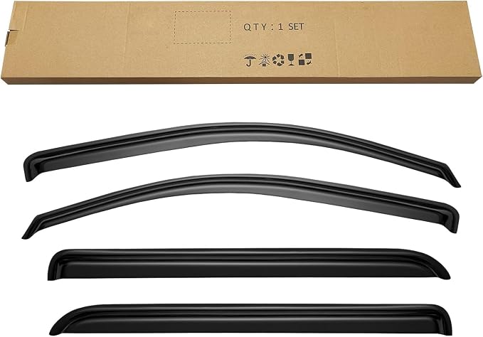 Window Rain Guards for 2014-2018 Chevy Silverado/GMC Sierra 1500 Crew Cab, Out-Channel Window Vent Visors Wind Shades Deflector for 2015-2019 Silverado/Sierra 2500HD 3500HD