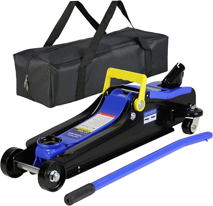 5 Piece Car Truck Floor Jack Service, Hydraulic Trolley Floor Jack & Jack Stands & Tire Repair Kit & L-Wrench for Garage, Automotive Shop, DIY, Lift Range 3.3"-15.2", 2 Ton/4000 LBS Capacity