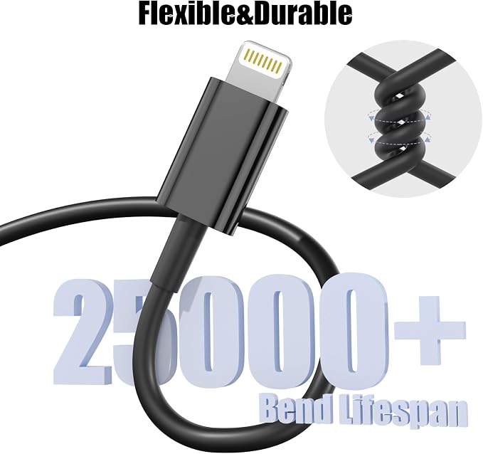 Car Carplay Cable, 3FT USB A to Lightning Cable Compatible for iPhone 14 13 12 11 Pro Max XR XS X 8 7 6 Plus SE iPad Charger Car Charging Cord (Black)