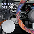 Boho Steering Wheel Cover, Steering Wheel Cover Women, 15 inch Hippie Style Protector Covers, Universal Ethnic Flax Cloth Car Accessories Universal for SUV Van Truck (Hippie-C)