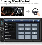 Car Radio Double Din Car Stereo 7" LCD Touch Screen in-Dash Head Unit with Bluetooth Support Mirror Link/DVR/USB/FM/SD/MIC MP5 +Rear View Camera& Remote Control