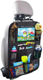 Car Backseat Organizer, Waterproof and Durable Car Seat Organizer Kick Mats, 9 Storage, Tablet Holder, Pockets Car Back Seat Protectors Kick Mats Car Travel Accessories for Kids (1 pack)