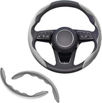 2pcs Universal Fit Carbon Fiber Steering Wheel Cover, Anti-Skid Steering Wheel Cover/Segmented Steering Wheel Protector/Car Interior Accessories (Gray)