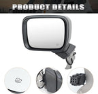 Left Driver Side Mirror Compatible with Jeep Renegade 2015-2025 Heated Manual Folding Power Glass Paintable Black