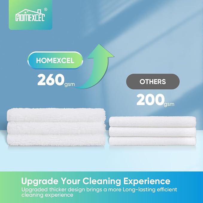 White Microfiber Cleaning Cloth, 12 Pack Premium Microfiber Towels for Cars, Lint Free, Scratch-Free, Highly Absorbent, Reusable Cleaning Rags for Car, Household, Kitchen, Window, 11.5"X11.5"