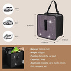 Car Trash Can, Bling Rhinestone Crystal Waterproof Hanging Garbage Bag for Car Interior, Oxford Leakproof Foldable Waste Organizer Trash Bin Universal for Most Vehicles (Light Pink)