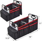 Car Trunk Organizer, Collapsible Back Seat Storage with Insulated Drinks Holder, Water Resistant Backseat Organizer for Diapers, Toys, Snacks, Books & More