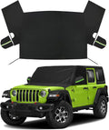 Windshield & Front Side Window Snow Cover Replace for Jeep Wrangler/Jeep Gladiator, 600D Oxford Cloth Windshield Cover with Mirror Cover for Snow Rain Hail Protection (Wrangler)