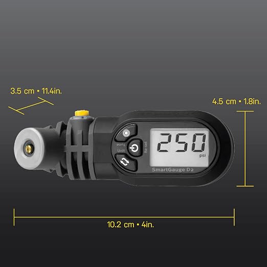 SmartGauge D2 Digital Tire Pressure Gauge – Presta/Schrader Compatible, 250 Psi/17 Bar, Precision Air Pressure Reader with LCD Display for Bikes, Motorcycles & Sports Equipment | bike-hand-tools