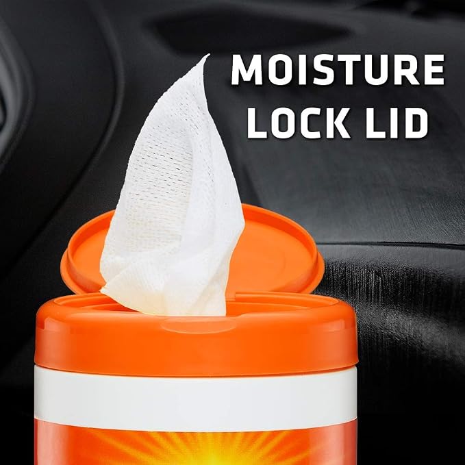 Lint-Free Orange Air Freshening Car Cleaning Wipes - 6 Pack