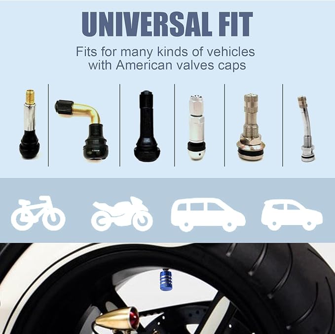 Tire Valve Stem Caps Cover - (5 Pack) Tire Air Caps Metal with Plastic Liner Corrosion Resistant Leak-Proof Dog Paw Print for Car Truck Motorcycle Bike Blue