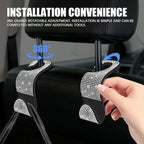 4PCS Bling Car Seat Headrest Hooks, Purse Holder for Car, Vehicle Back Seat Purse Handbag Hanging Holder with Crystal Rhinestone, Diamond Car Rear Seat Organizer for Vehicles (White)