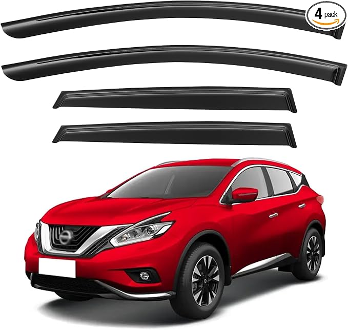 Window Visors Rain Guards for 2015-2024 Nissan Murano, Out-Channel Window Vent Wind Deflectors Visors Shades for 15-24 Murano S SV SL Platinum, Tape-on