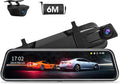 Upgraded 10'' Rear View Mirror Camera Mirror Dash Cam Front and Rear 1080P Backup Camera Full Touch Screen w Loop Recording, G-Sensor Night Vision 170° Wide Angle