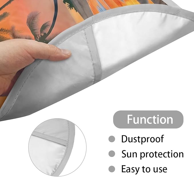 Beach Sunset Palm Tree Steering Wheel Cover Sunshade Sun Shade for UV Protection Easy Installation Auto Interior Protector Reflect UV Sun and Heat and Protect Your Car