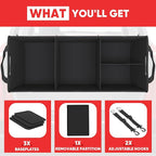 Large Trunk Organizer for Car, Foldable Multi Compartment Car Trunk Organizer with 2 Retractable Straps, Suitable for All Kinds of Cars, SUV, Minivan - 4 Compartments Red