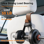 Car Seat Hooks & Purse Holder - 4 Pack Boxed,55 lb Heavy Duty,Eco PP Car Hooks for Purse/Bag/Baby Gear/Gym Bag/Groceries/Cup/,Fits 0.32-0.55”Car Headrest Rods (Brown)