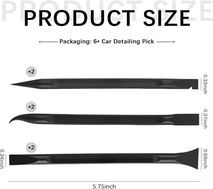 6PCS Car Detailing Pick Set,Car Detailing Tools with 6 Cleaning Heads for Vents,Seams,Cup Holders,Buttons & Interior Gaps,Universal Cars Cleaning Kit for Most Cars SUVs