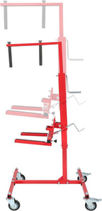Adjustable Car Door Installer and Remover Jack Lift Hoist w/Swivel | Castors & Straps Hoist Jack Stand Dolly Heavy Duty Auto Body Car Door Floor Jack Stand Steel Red