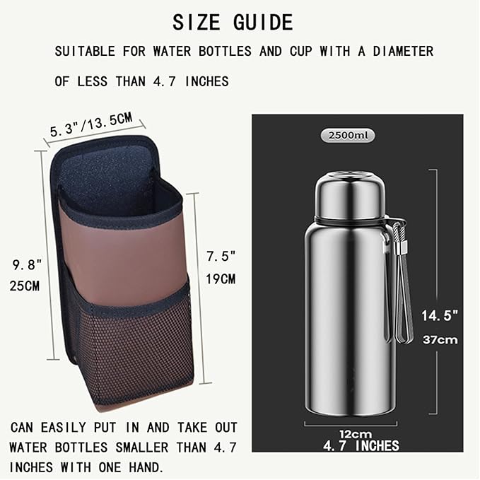 Large Car Cup Holder Expander, Fits Large 24/36/40/46oz Water Bottles, Big Drinks Holder Bag- Universal Auto Vehicle for Cars, SUV & Truck RV's Golf-carts (Black)