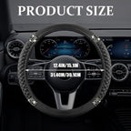 Bling Soft Leather Steering Wheel Cover, Steering Wheel Protector, 15 Inch Rhinestones Car Elastic Protector with Crystal Diamond for Women Girls, Car Accessory for Vehicles (Black)