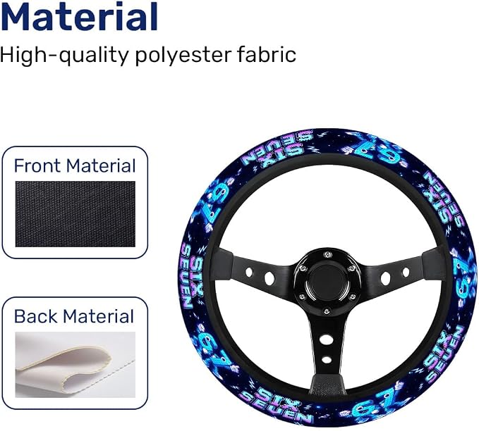 Brainrot Meme Steering Wheel Cover, Non Slip Polyester Car Wheel Protector for Car SUV Truck, Universal 15 Inch